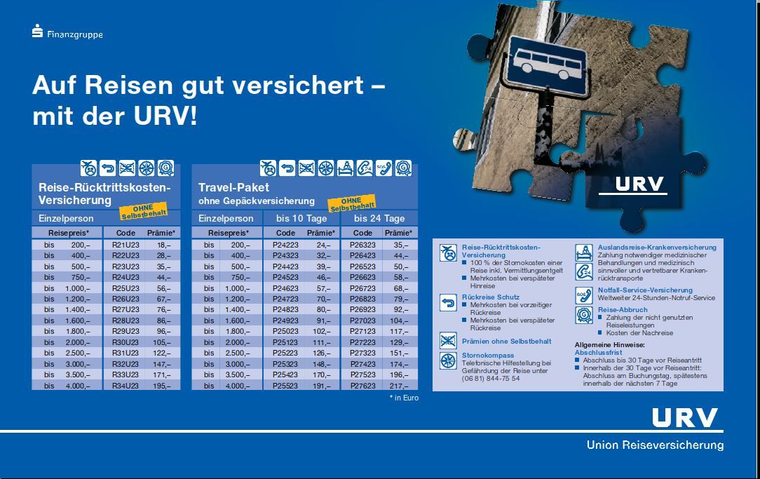 Versicherung URV Schiff Flug ab 2024